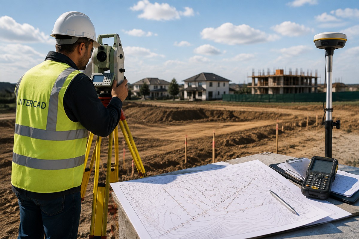 Ridicare topografică Intercad Timișoara Specialist topograf care realizează măsurători GPS RTK pentru ridicare topografică